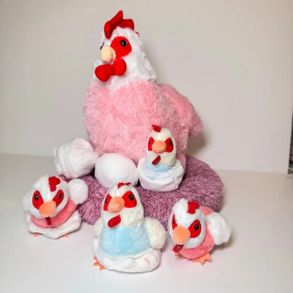 9-in-1 Plush Hen & Chicks Playset with Nest (Egg Laying Stuffed Animal Set)